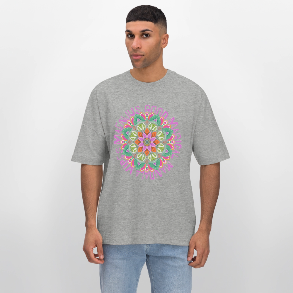Oversized Unisex Bio T-Shirt mit MANDALA VIBES PRINT - Grau meliert