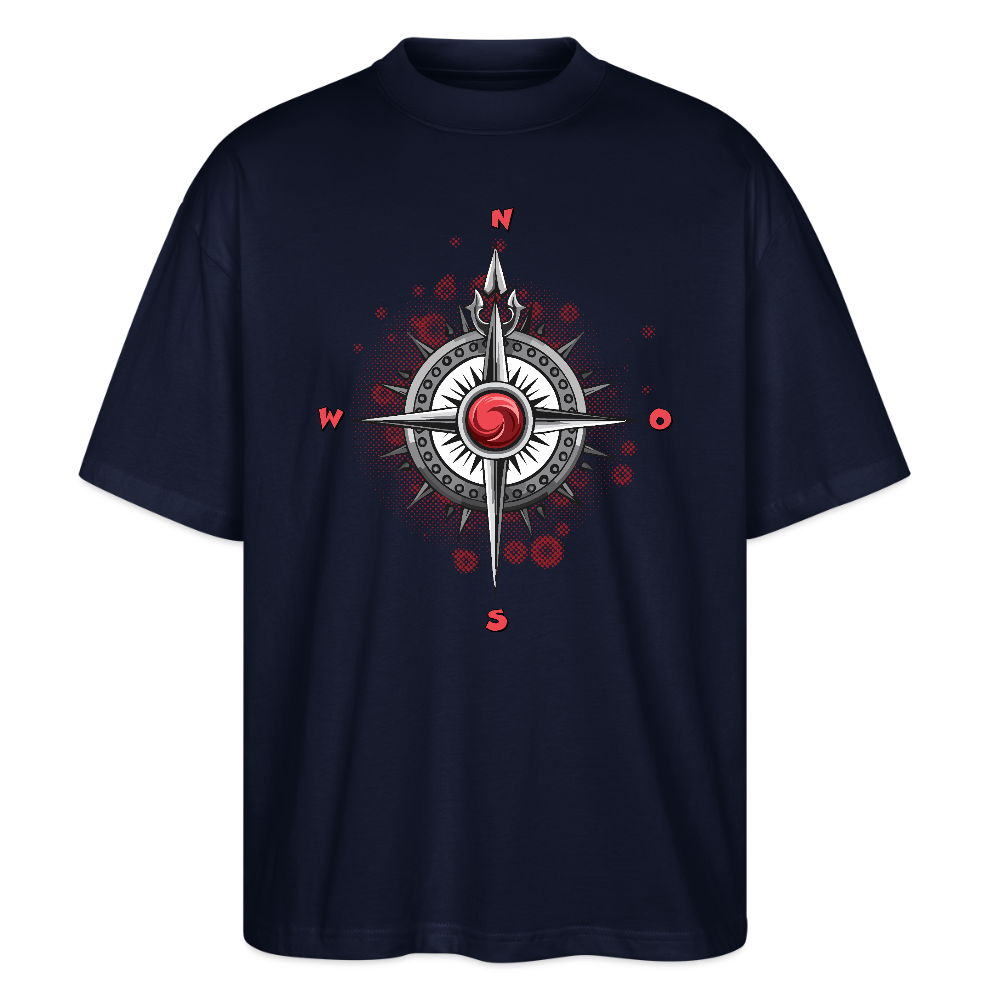 Oversized Unisex T-Shirt mit WINDROSE PRINT - Navy