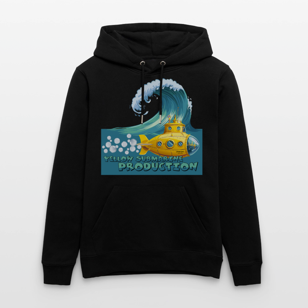 Unisex Bio-Hoodie mit YELLOW SUBMARINE PRODUCTION PRINT - Schwarz