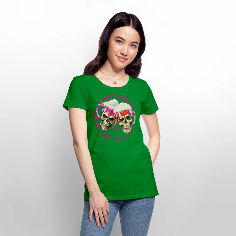 Frauen Premium T-Shirt mit OKTOBERFEST SKULL GIRL PRINT - Grün