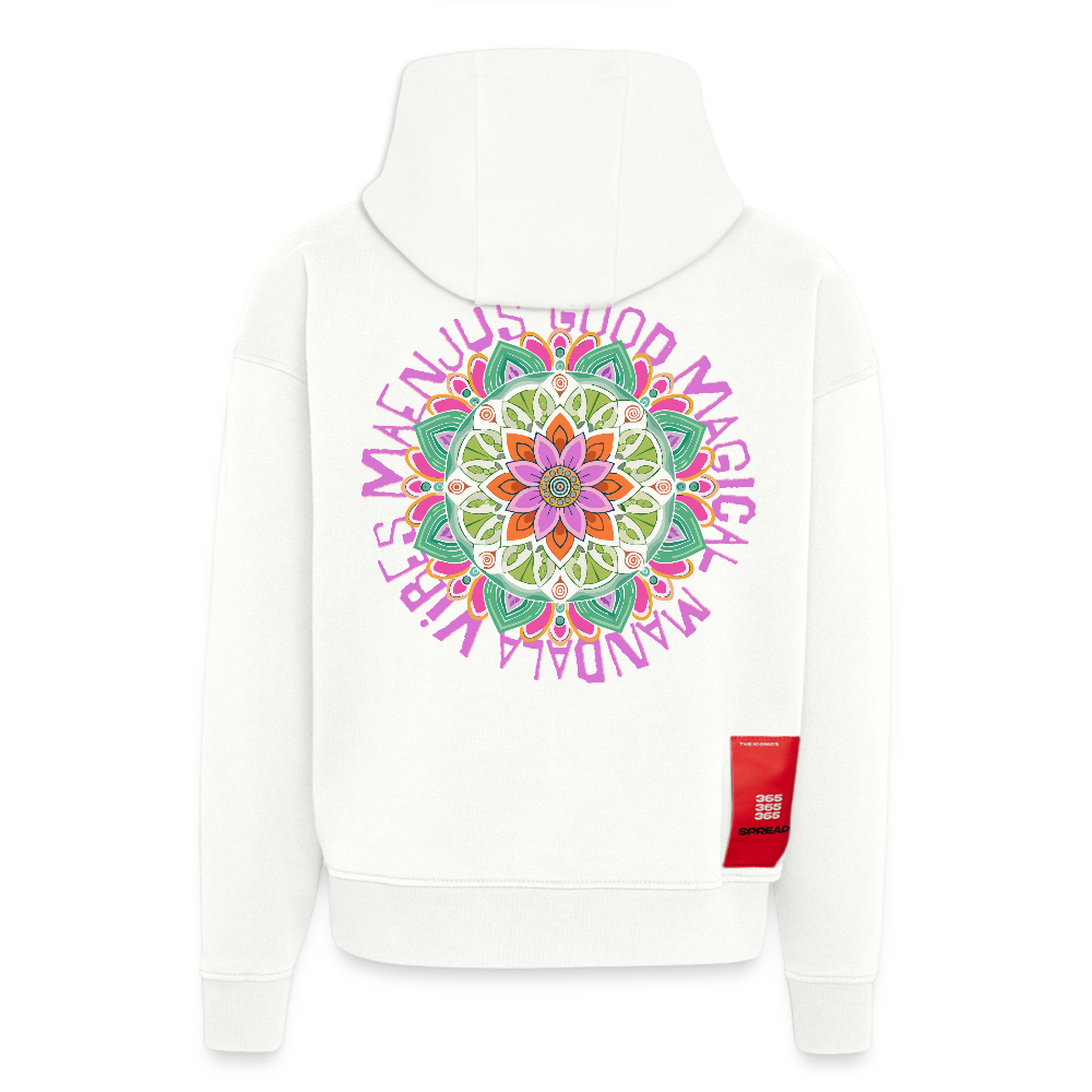 Heavyweight Oversized Organic Hoodie Made in EU mit Mandala Vibes Print - OFF WHITE