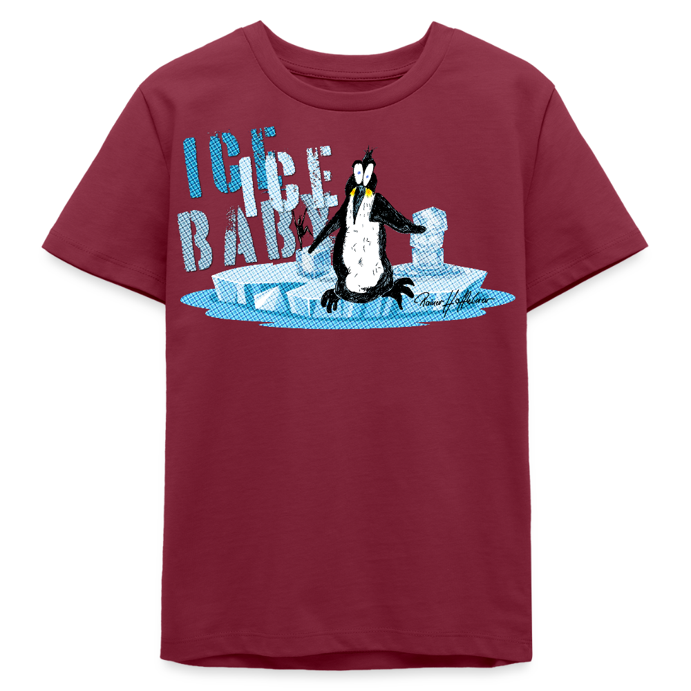 MNJS TEENS Bio T-Shirt mit ICE ICE BABY PRINT - Burgunderrot