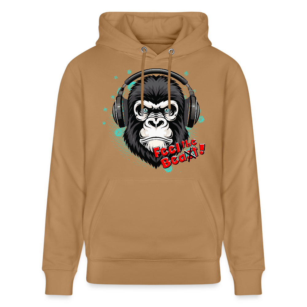 Unisex Hoodie mit FEEL THE BEA(S)T PRINT - Karamell 