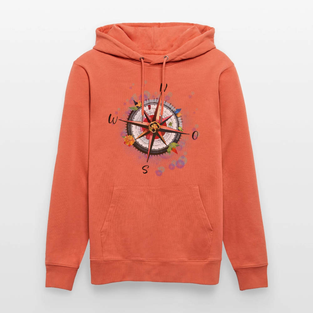 Unisex Hoodie mit WINDROSE PRINT - Hellrot
