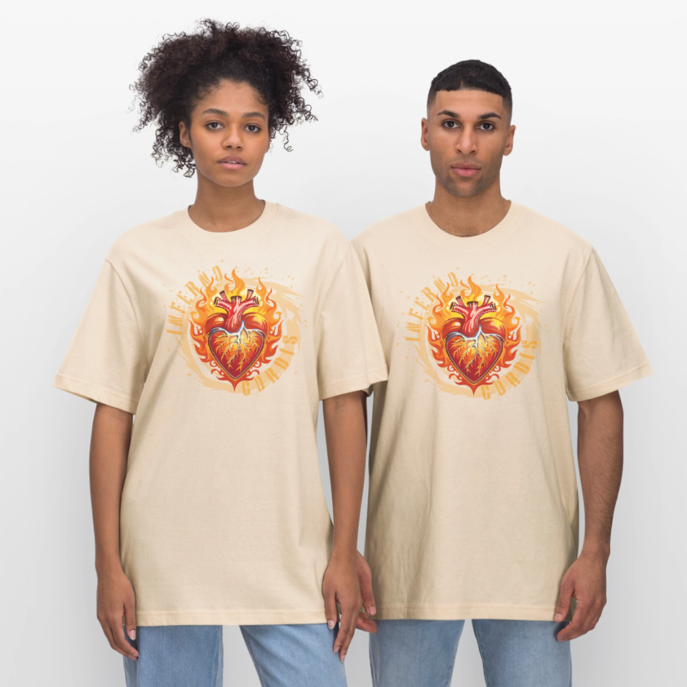 Unisex Bio-T-Shirt mit FEUERHERZ ORANGE PRINT - Weißgrau