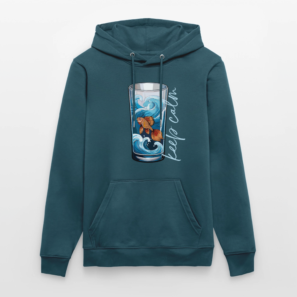 Unisex Bio-Hoodie mit KEEP CALM PRINT - Dunkles Petrol