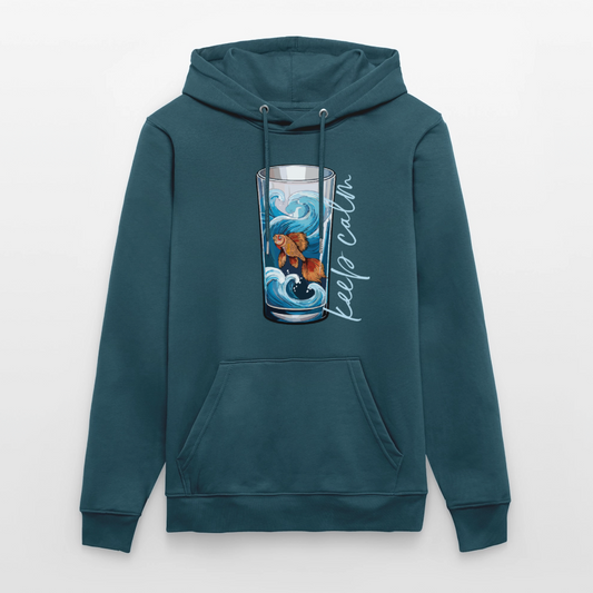 Unisex Bio-Hoodie mit KEEP CALM PRINT - Dunkles Petrol