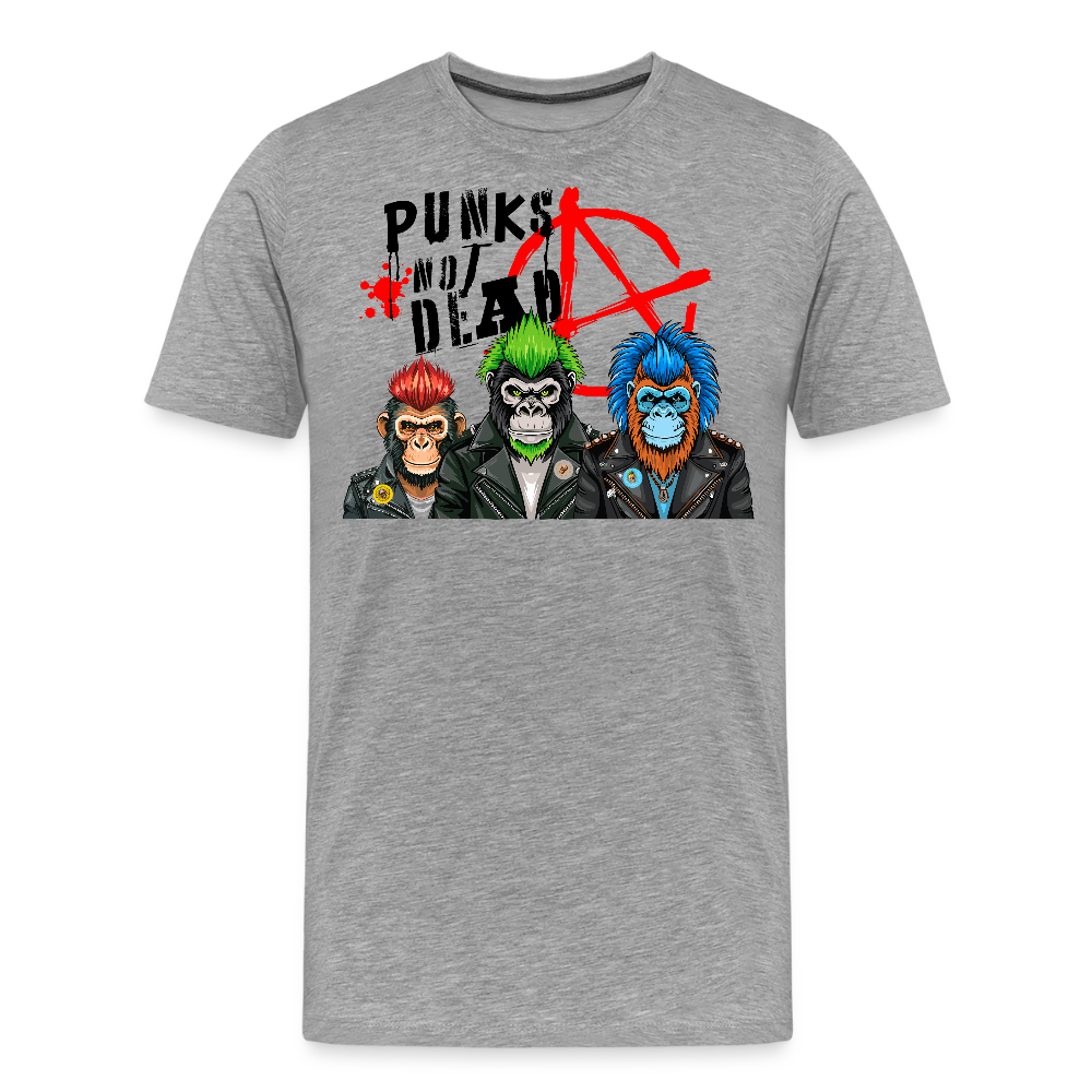Männer Premium T-Shirt mit PUNKS NOT DEAD PRINT - Grau meliert