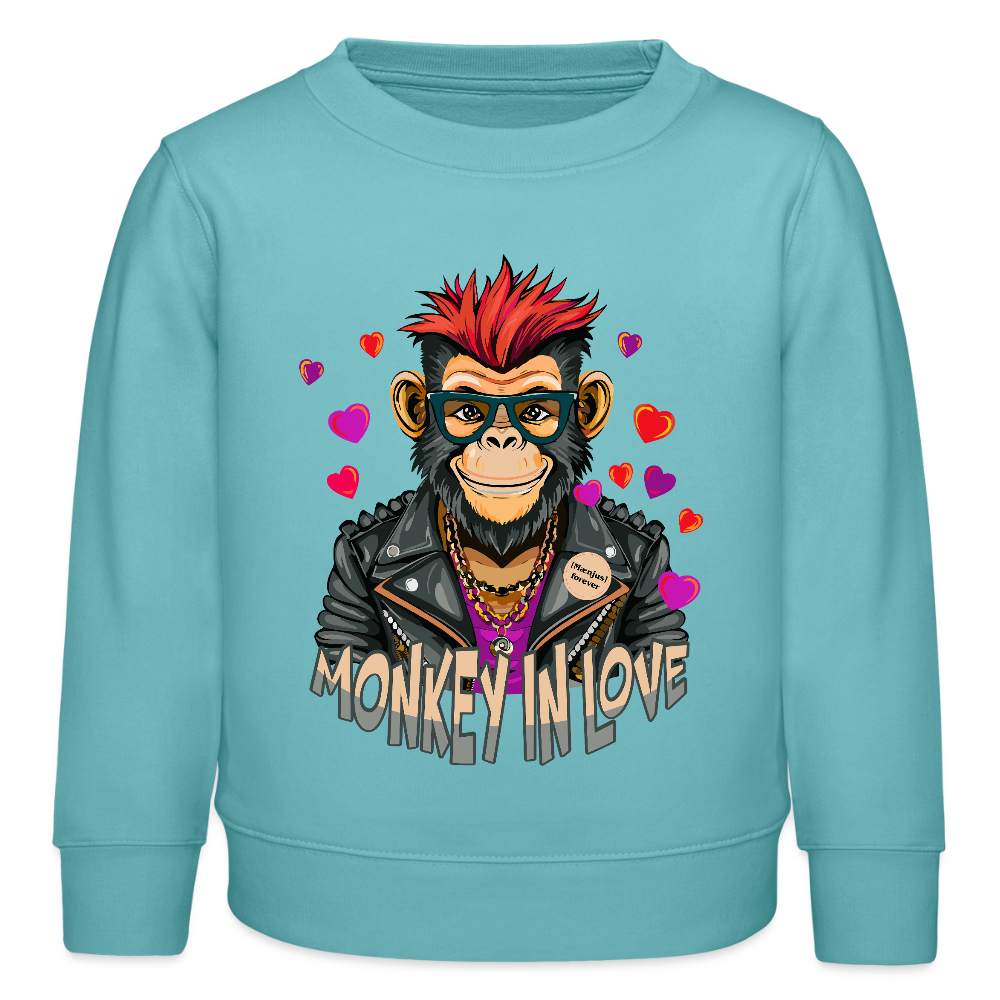 MNJS KIDS Mini Changer Bio Sweatshirt mit MONKEY IN LOVE PRINT - Pastelltürkis