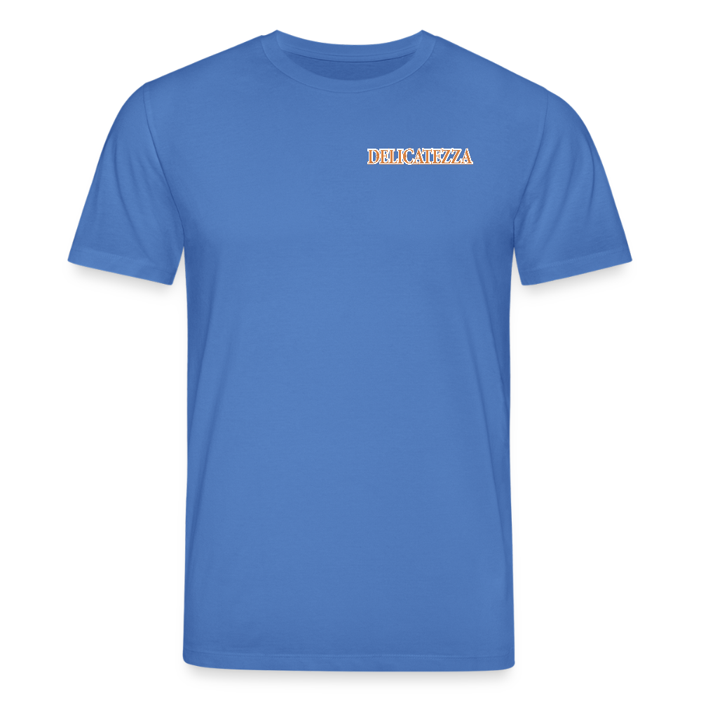 Unisex Bio-T-Shirt mit DELICATEZZA SARDINE PRINT Vorder- und Rückseite - Achtsames Blau