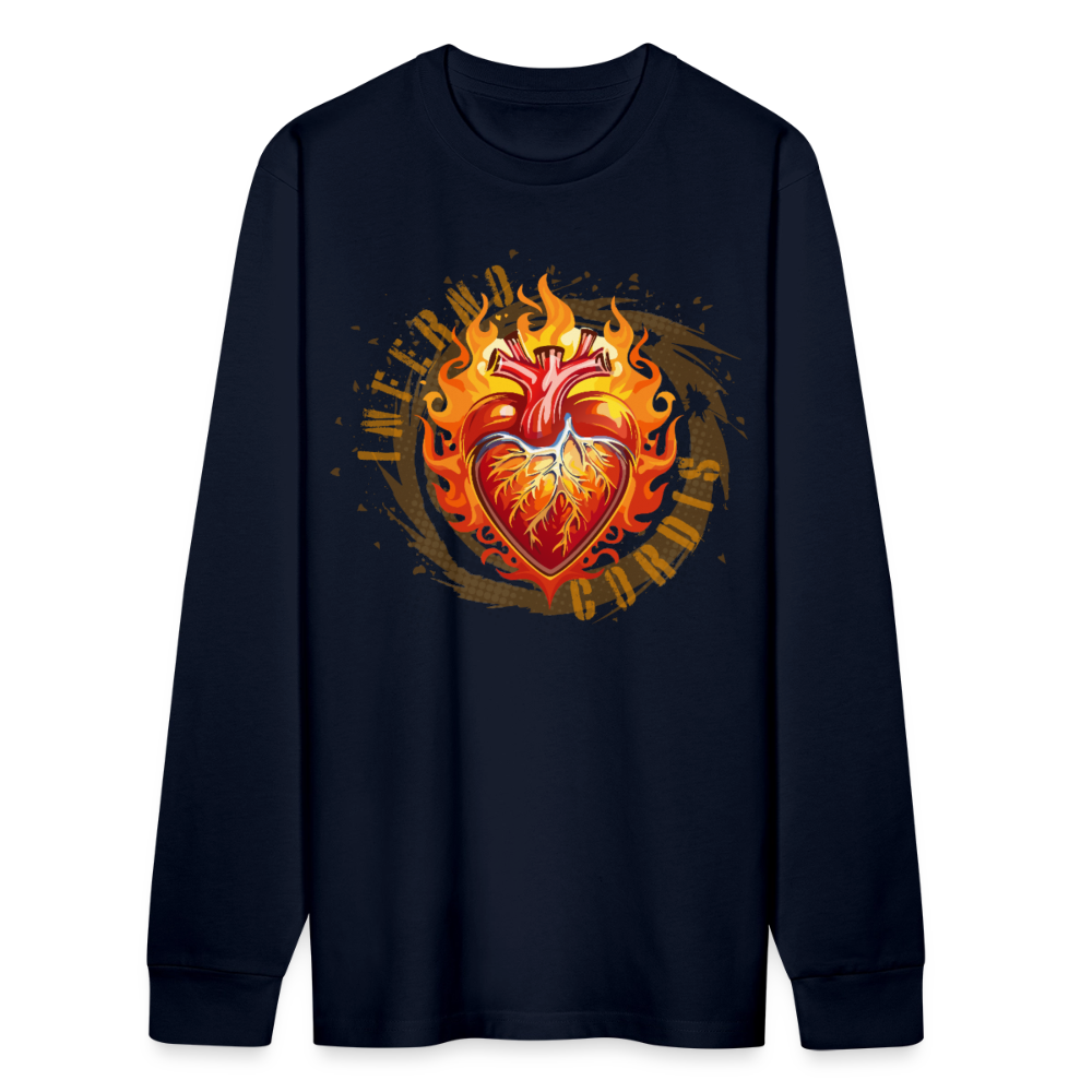 Unisex Bio-Langarmshirt mit FEUERHERZ PRINT - Navy