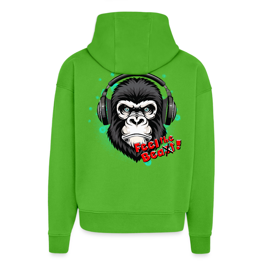 Heavyweight Oversized Organic Hoodie mit FEEL THE BEA(S)T PRINT - Apple Neon