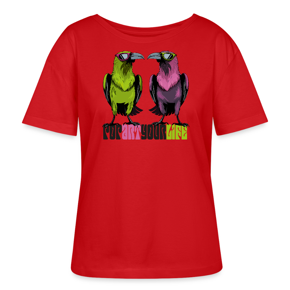 Frauen T-Shirt mit POPART YOUR LIFE PRINT - Rot