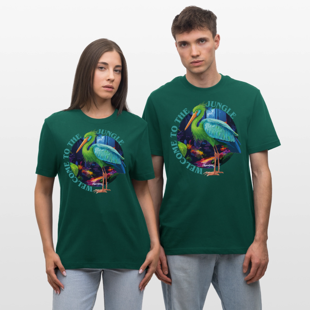 Relaxed Fit Unisex Bio-T-Shirt mit WELCOME TO THE JUNGLE PRINT Vorderseite - Forest
