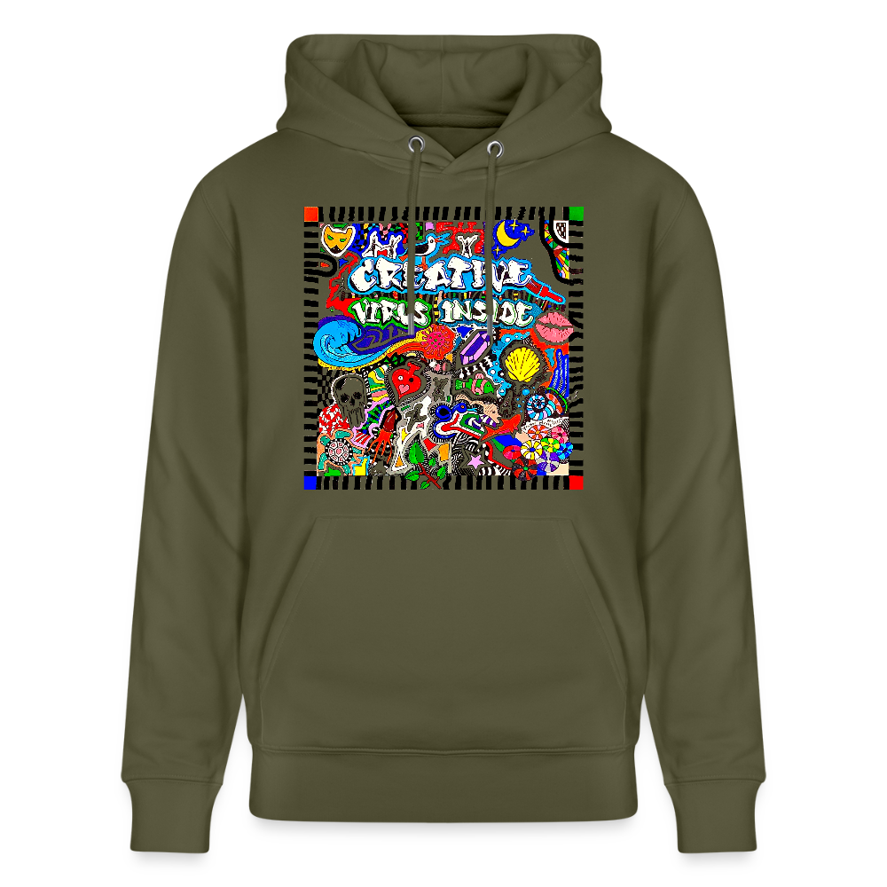 Unisex Bio-Hoodie mit CREATIVE VIRUS INSIDE PRINT - Khaki Grün