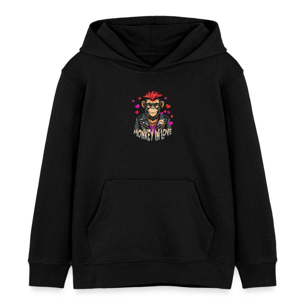 MNJS KIDS Bio-Hoodie mit MONKEY IN LOVE PRINT - Schwarz