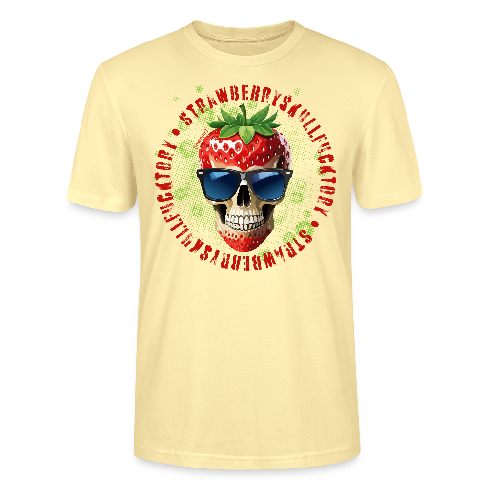 Unisex T-Shirt mit STRAWBERRY SKULL PRINT Vorderseite - Creme