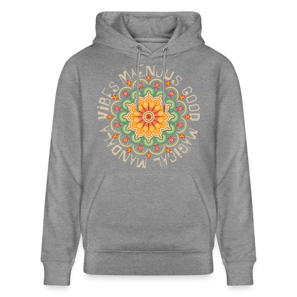 Unisex Bio-Hoodie mit MANDALA VIBES PRINT - Hellgrau marmoriert