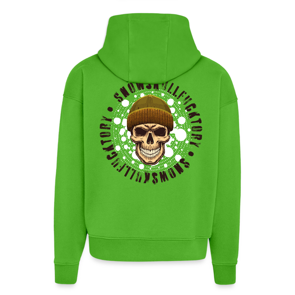 Heavyweight Oversized Organic Hoodie mit SNOWSKULL PRINT - Apple Neon