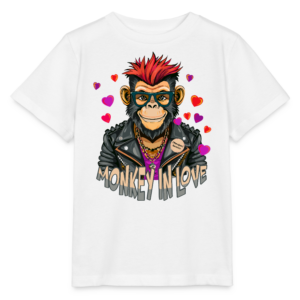 MNJS KIDS T-Shirt mit MONKEY IN LOVE PRINT - Weiß