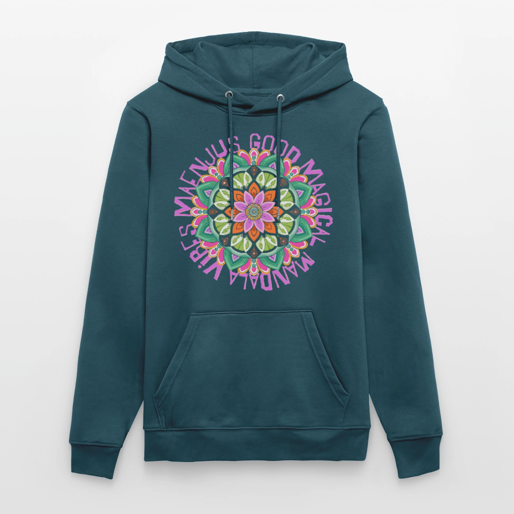 Unisex Bio-Hoodie mit MANDALA VIBES PRINT - Dunkles Petrol