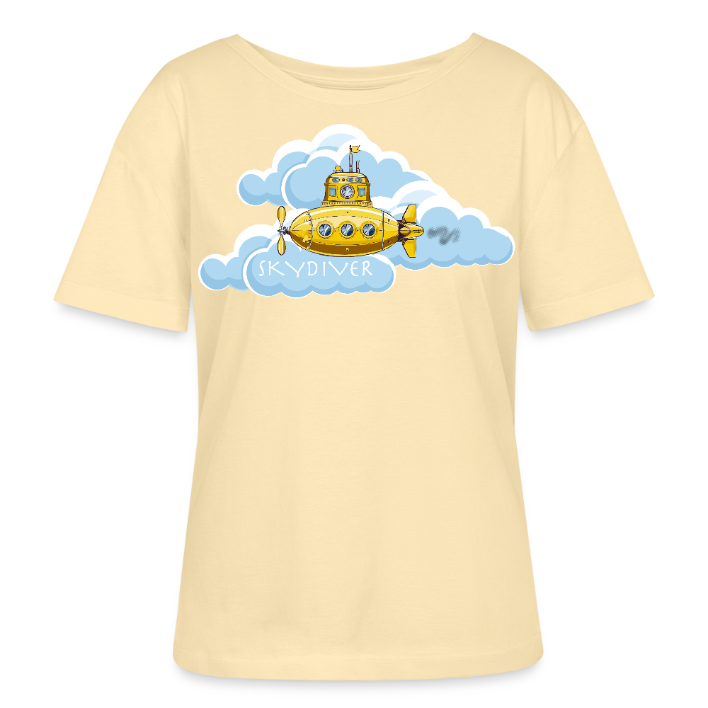 Relaxed Rundhals Frauen Bio-T-Shirt mit SKYDIVER SHIPYARD PRINT - Creme