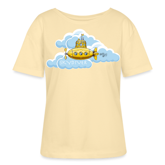Relaxed Rundhals Frauen Bio-T-Shirt mit SKYDIVER SHIPYARD PRINT - Creme