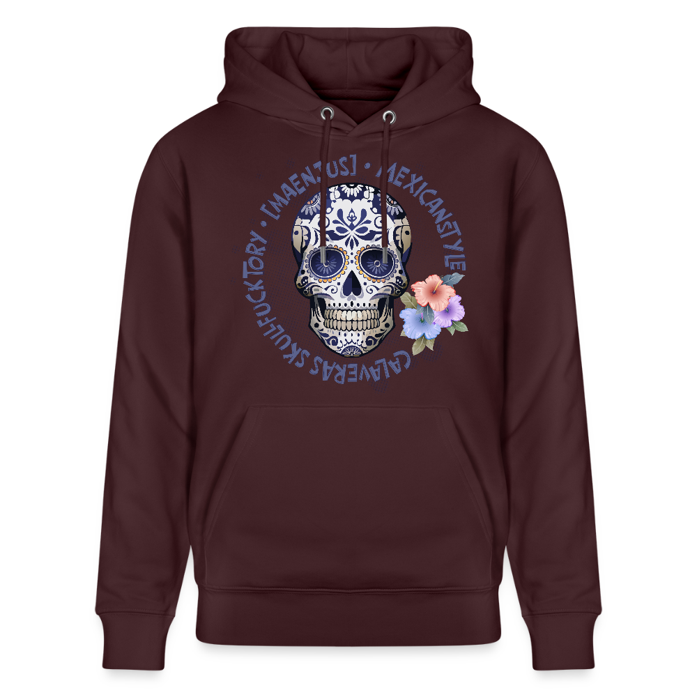 Unisex Bio-Hoodie mit MAENJUS MEXICANSTYLE PRINT - Maroon