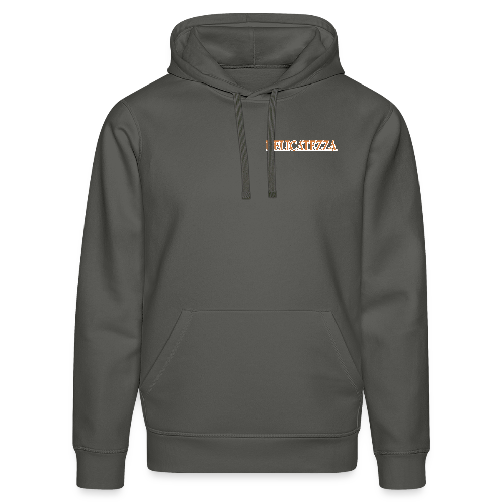 Unisex Bio-Hoodie mit DELICATEZZA SARDINE PRINT Vorder- und Rückseite - Anthrazit