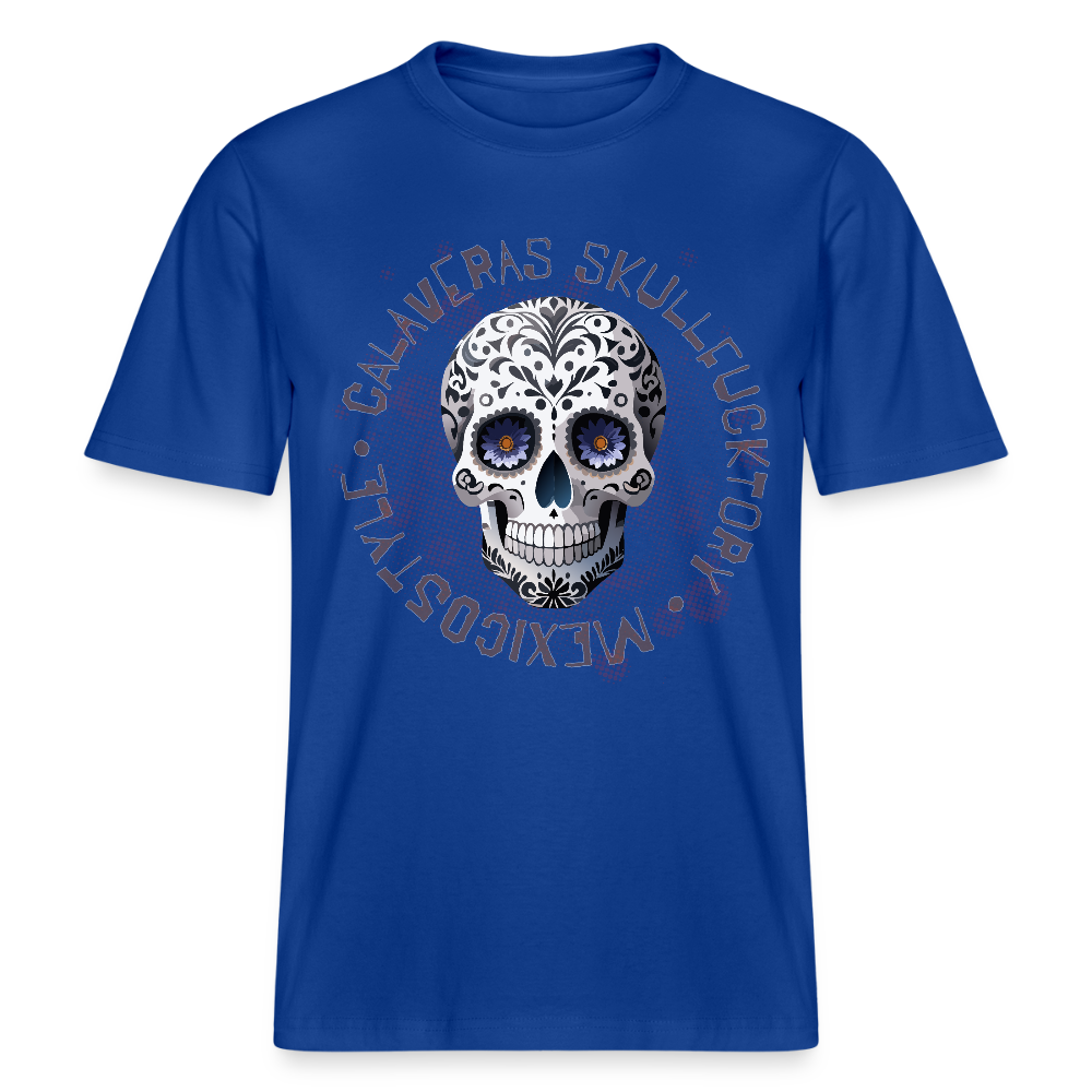 Relaxed Fit Unisex Bio-T-Shirt mit CALAVERAS SKULL PRINT Vorderseite - Dunkelblau