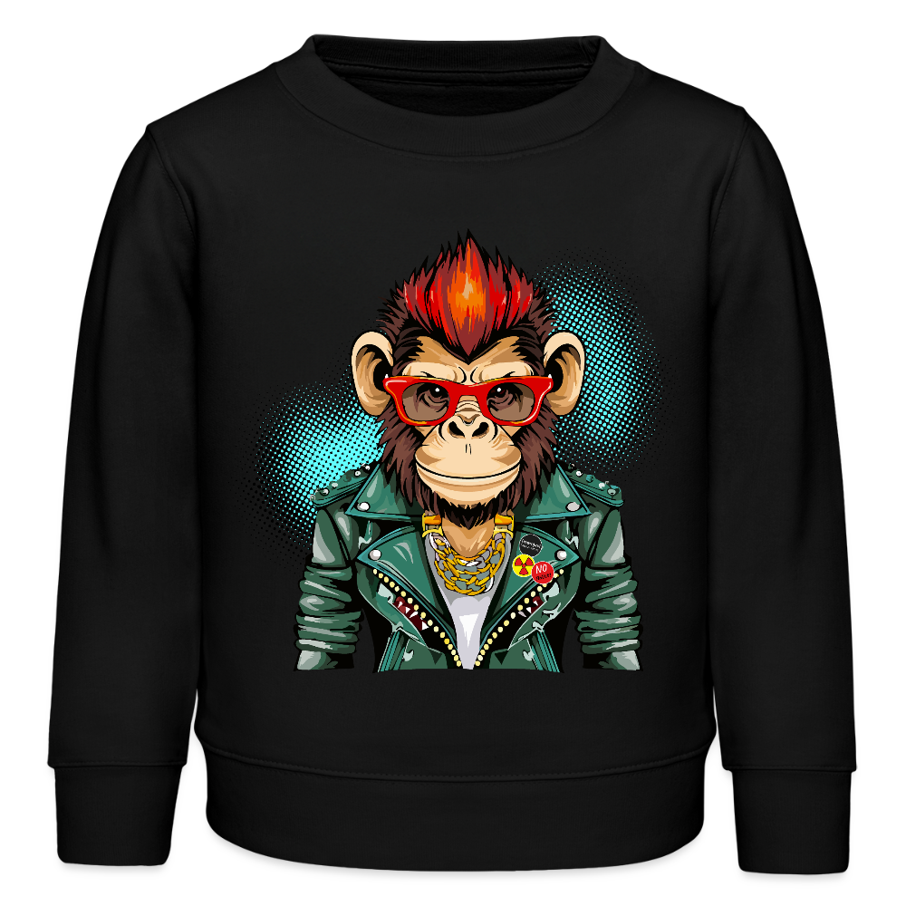MNJS KIDS Mini Changer Bio Sweatshirt mit MONKEY PRINT - Schwarz