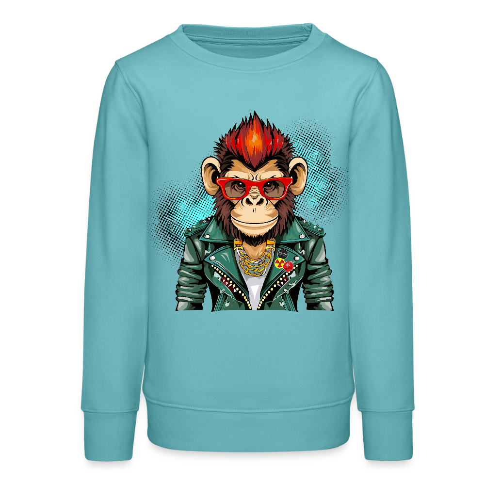 MNJS TEENS Bio Sweatshirt mit MONKEY PRINT - Pastelltürkis
