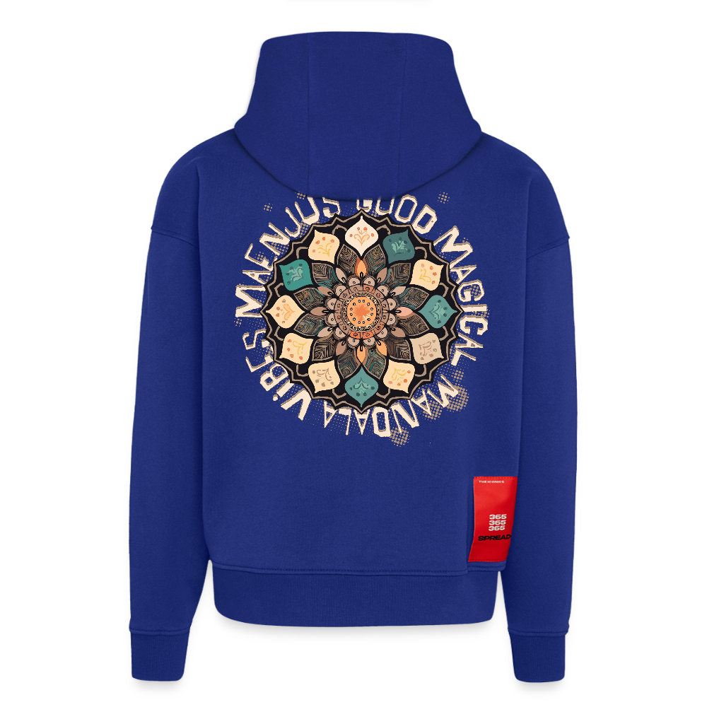 Heavyweight Oversized Organic Hoodie Made in EU mit Mandala Vibes Print - Iconic Blue