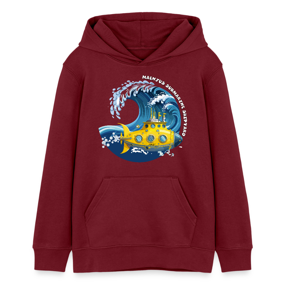 Teens Bio-Hoodie mit MAENJUS SUBMARINE SHIPYARD PRINT - Burgunderrot