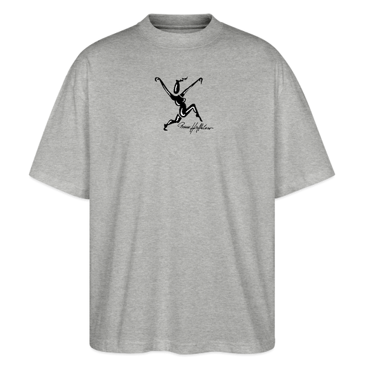 Oversized Unisex Bio T-Shirt mit TUSCHEWEIBCHEN PRINT - Grau meliert