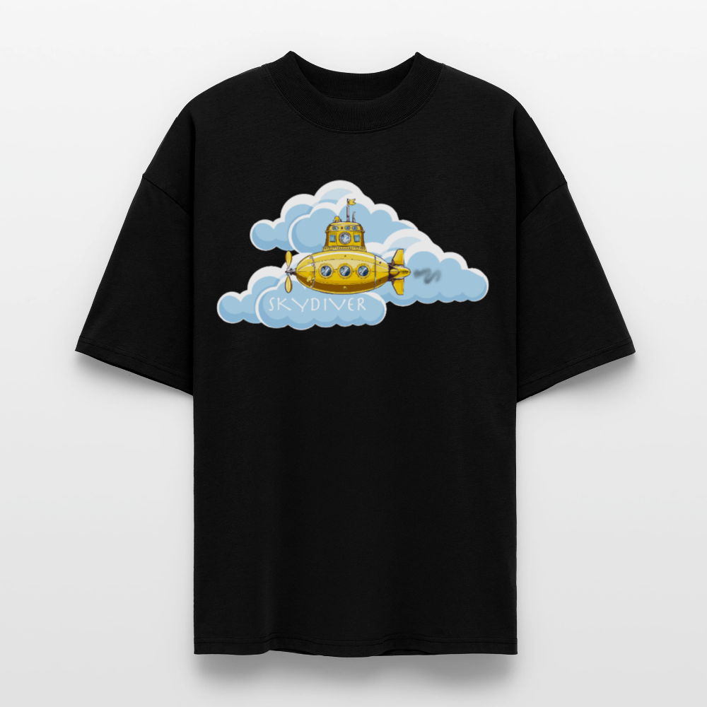 Oversized Unisex Bio T-Shirt mit SKYDIVER PRINT - Schwarz