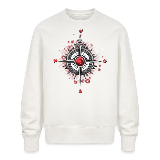 Unisex Oversize Pullover mit WINDROSE PRINT - OFF WHITE