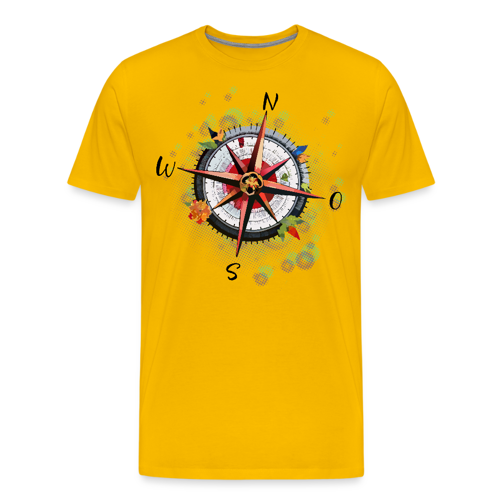 Männer Premium T-Shirt mit WINDROSE PRINT - Sonnengelb