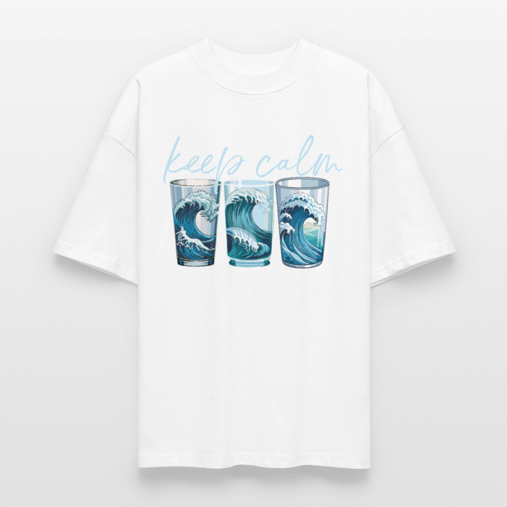 Oversized Unisex Bio T-Shirt mit KEEP CALM PRINT - Weiß