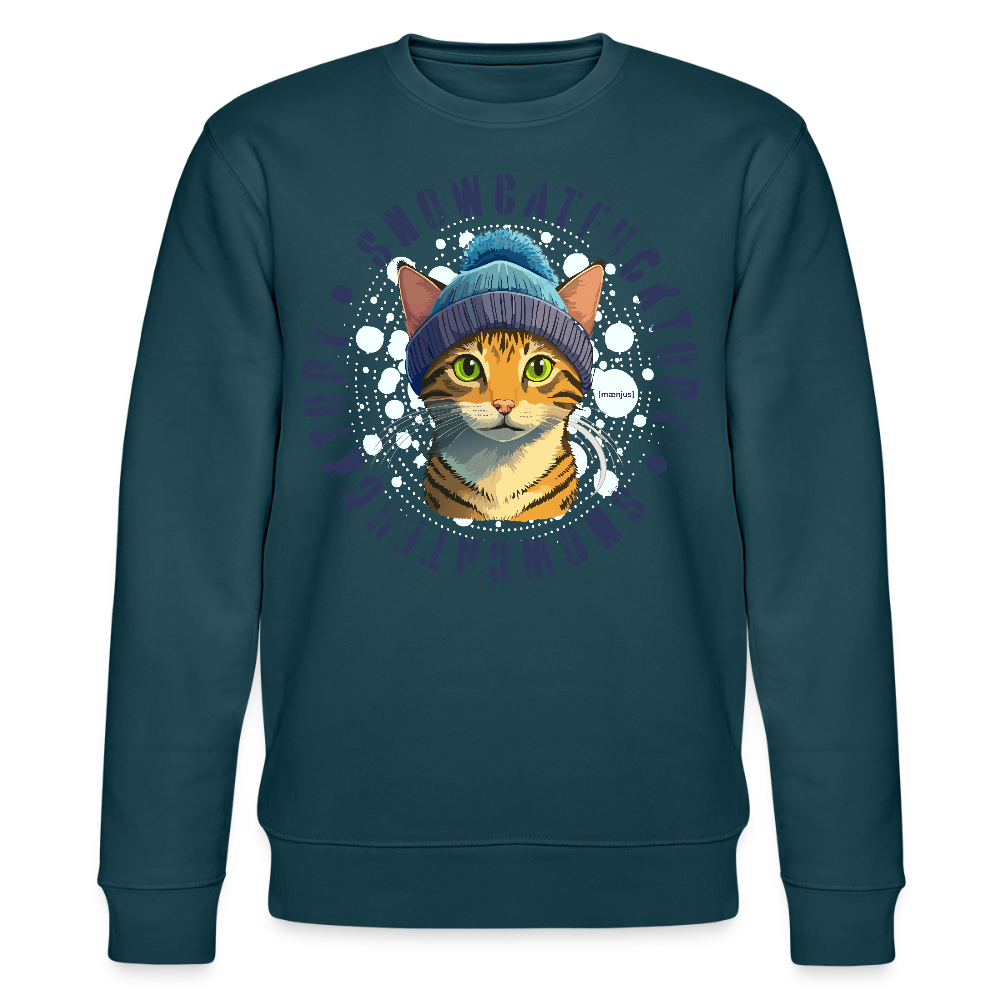 Unisex Bio-Sweatshirt mit SNOWCAT PRINT - Dunkles Petrol
