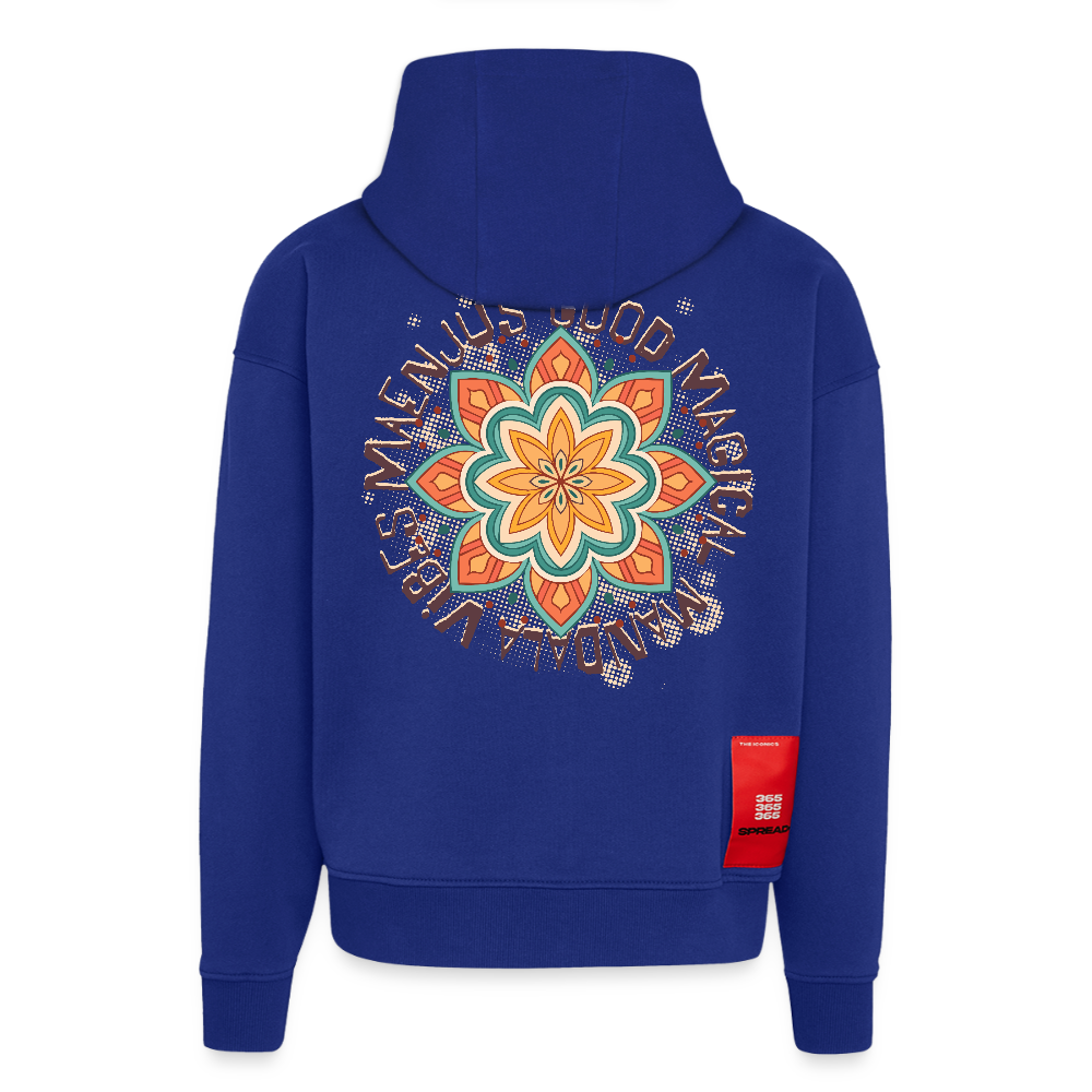 Heavyweight Oversized Organic Hoodie Made in EU mit Mandala Vibes Print - Iconic Blue