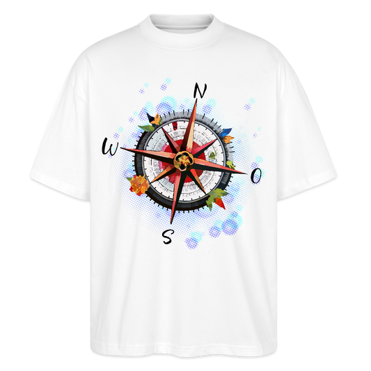Oversized Unisex T-Shirt mit WINDROSE PRINT - Weiß