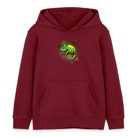 MNJS KIDS Bio-Hoodie mit BE DIFFERENT PRINT - Burgunderrot