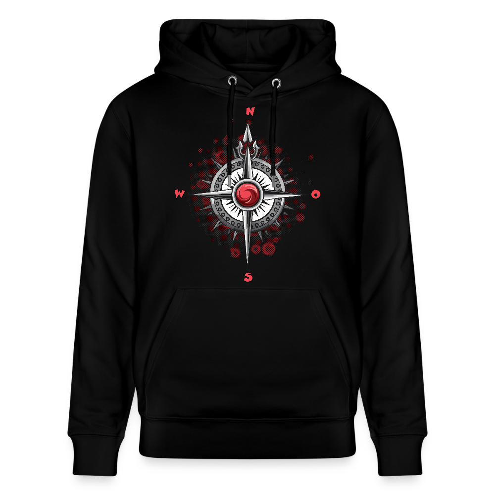 Unisex Hoodie mit WINDROSE PRINT - Schwarz