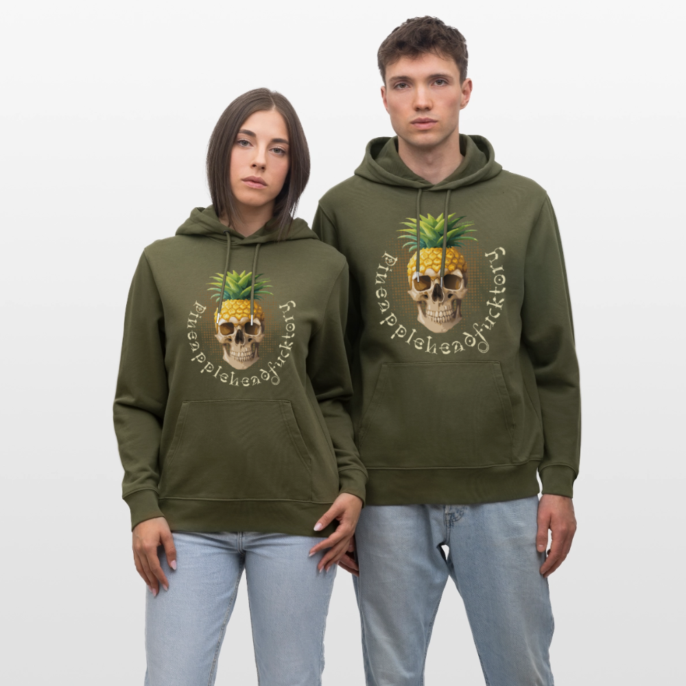 Unisex Hoodie mit PINEAPPLE SKULL PRINT - Khaki Grün