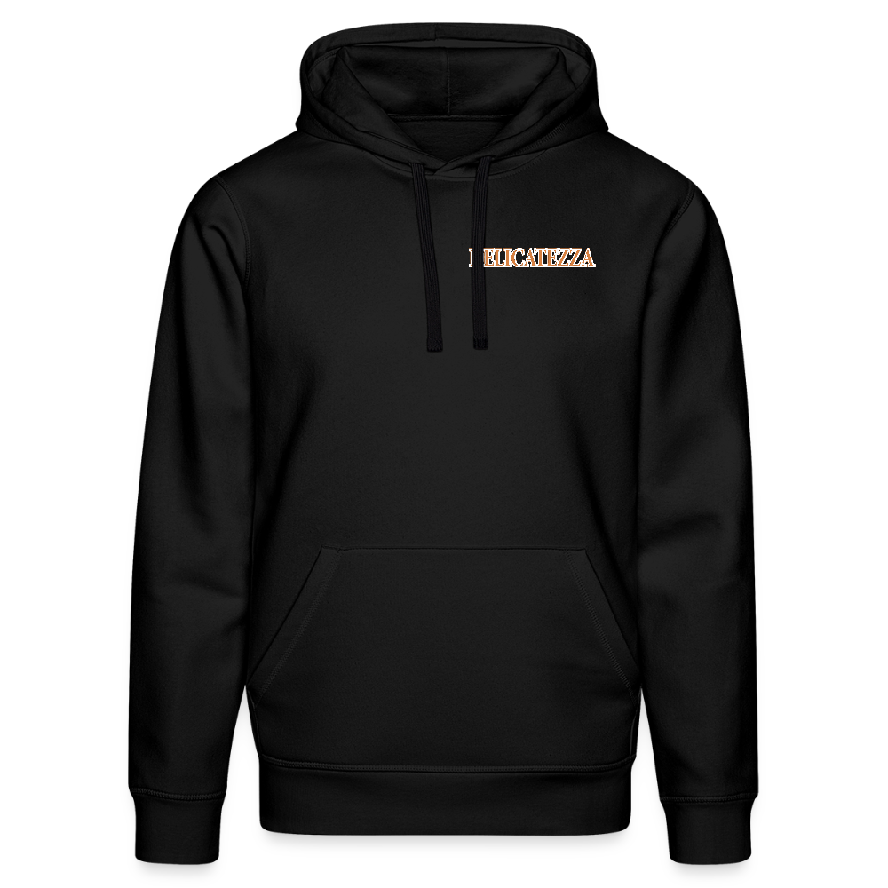 Unisex Bio-Hoodie mit DELICATEZZA SARDINE PRINT Vorder- und Rückseite - Schwarz