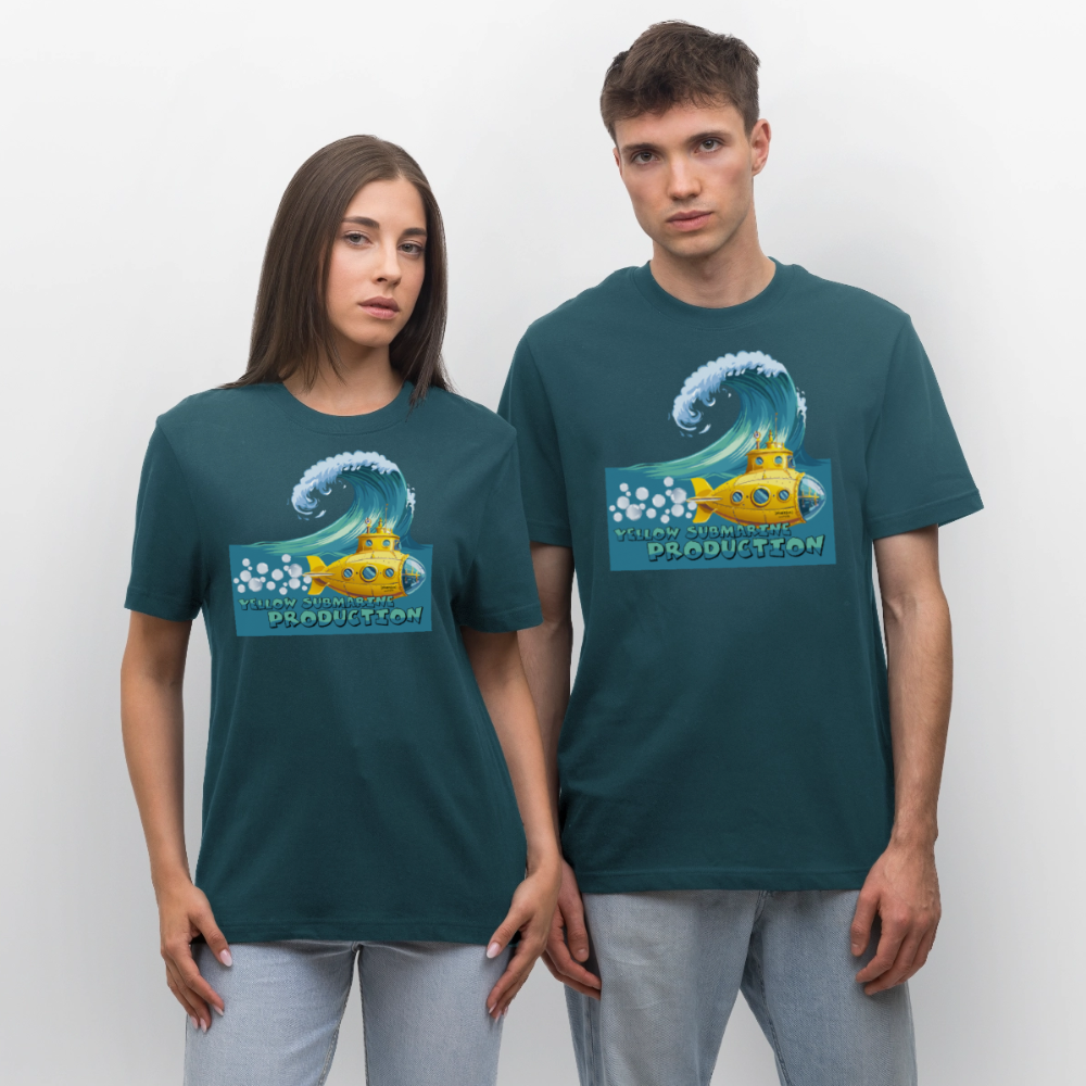 Unisex Bio-T-Shirt mit YELLOW SUBMARINE PRODUCTION PRINT - Dunkles Petrol