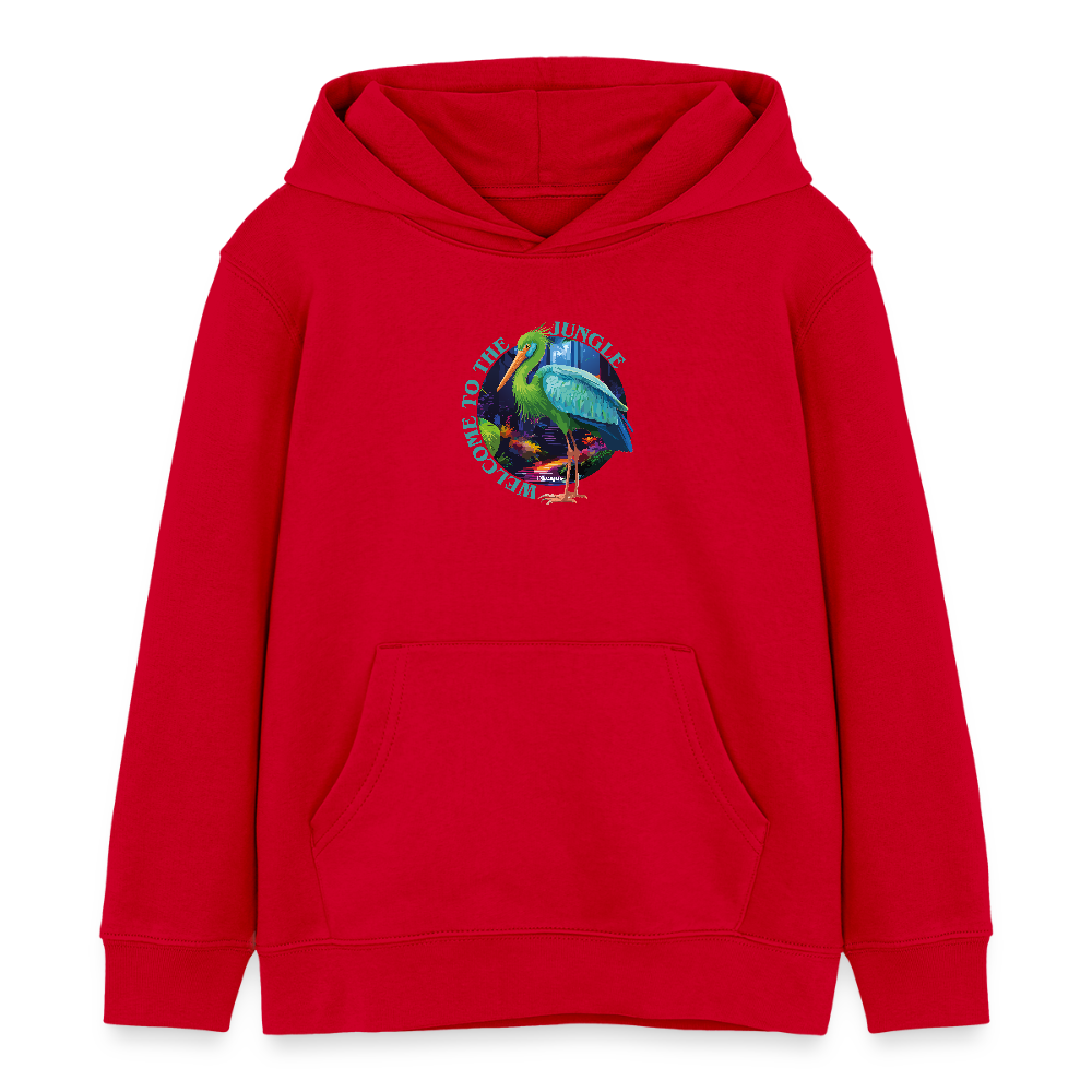 MNJS KIDS Bio-Hoodie mit WELCOME TO THE JUNGLE PRINT - Rot