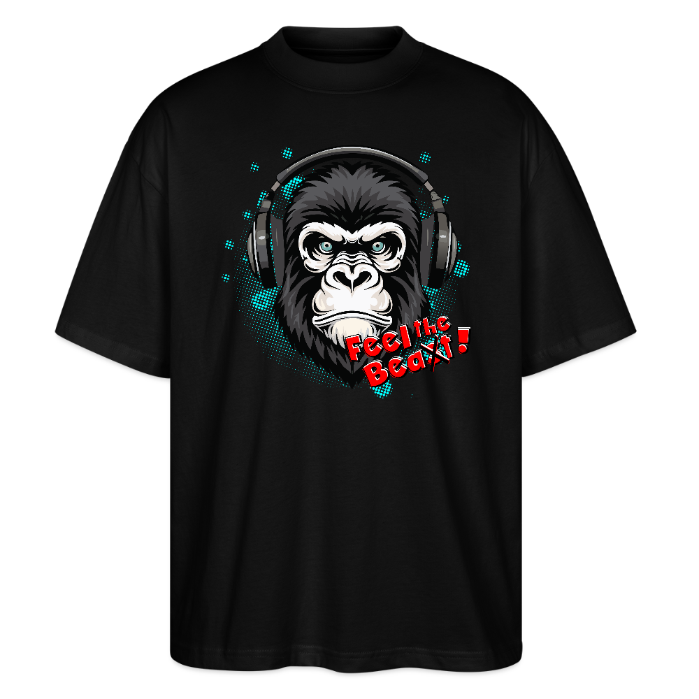 Oversized Unisex T-Shirt mit FEEL THE BEA(S)T PRINT - Schwarz