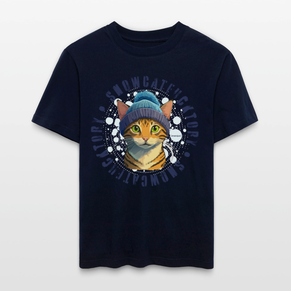 Unisex Bio-T-Shirt mit SNOWCATFUCKTORY PRINT - Navy